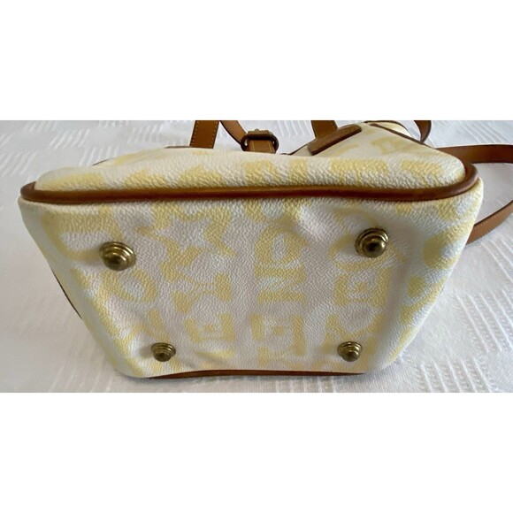 Dooney And Bourke Signature Hearts & Stars Handbag /Tote White & Yellow A0093614